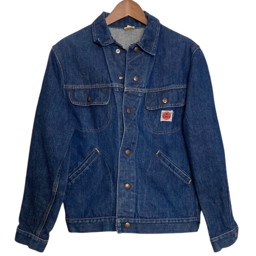 Vintage GWG Kings Jean Jacket Mens 36 Blue Denim Retro Rockabilly Workwear - Picture 1 of 15